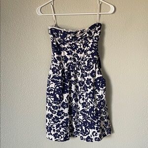 Strapless Purple and White Floral Sundress